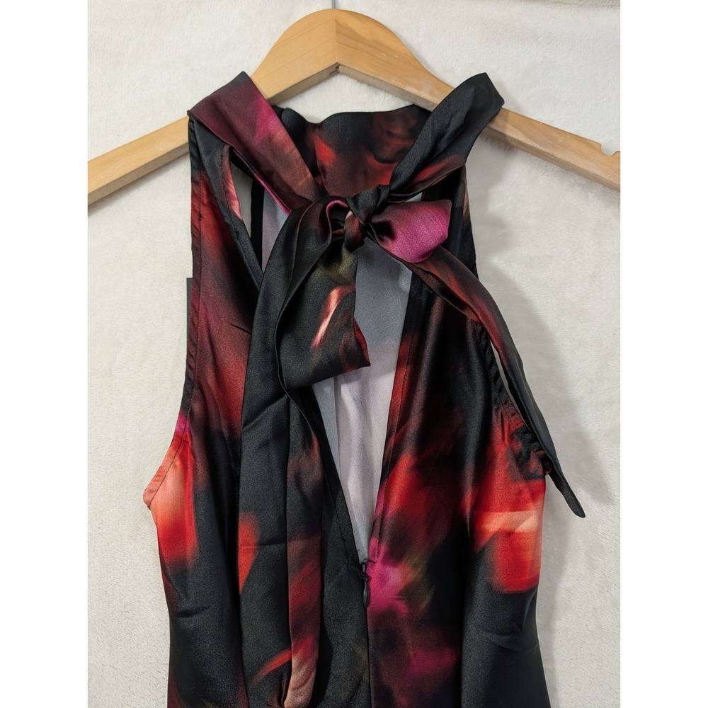 Steve Madden Lara Satin Maxi Dress XS Black Floral Cocktail Party Event Occasion - Picture 5 of 11